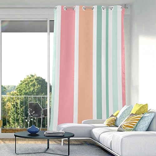 Miniatura 5 de Vertical Stripes Blackout Curtain 84 inches Length Farmhouse Curtains for Window Treatments Curtains for Sliding Glass Door Room Darkening Curtains
