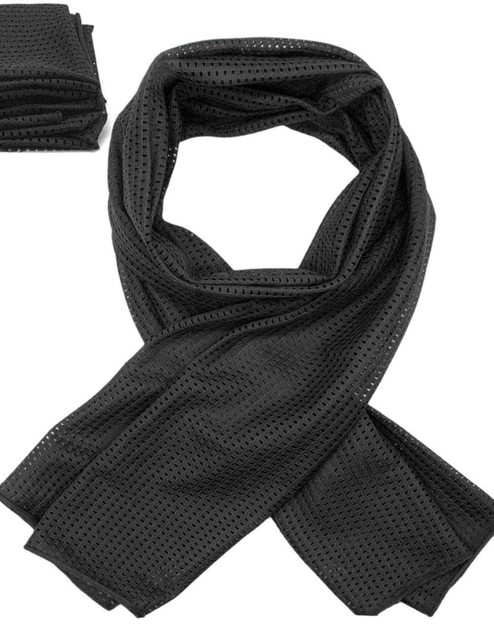 Outdoor – chusta na szyję, chusta wielofunkcyjna, chusta na głowę, szal, opaska na czoło, maskowanie, ochrona na świeżym powietrzu, polowanie, wędkowanie, militarna, tkanina siateczkowa, kolor czarny