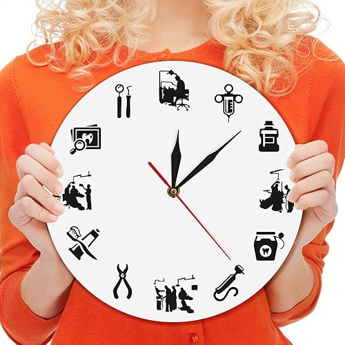 Miniatura 2 de The Geeky Days Moderno reloj de pared silencioso sin tictac clínica dental oficina signo decoración endodoncista reloj reloj dentistas regalo