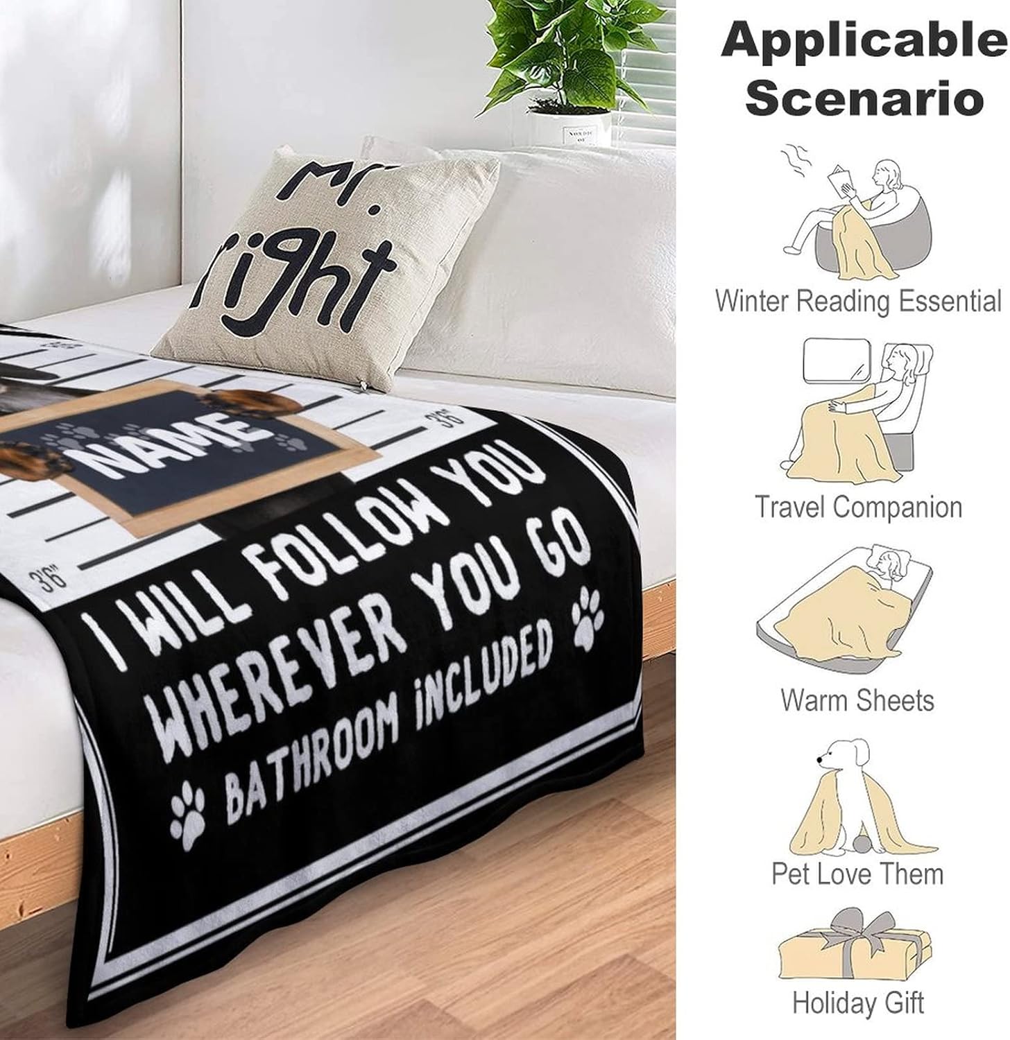 Personalized with Name Kids Blanket - Soft, Lightweight & Warm - 60x50 Inches Dachshund Throw Blanket for Bed, Couch - Cute Dog Themed Throw Blanket Gifts for Teens, Boys & Girls