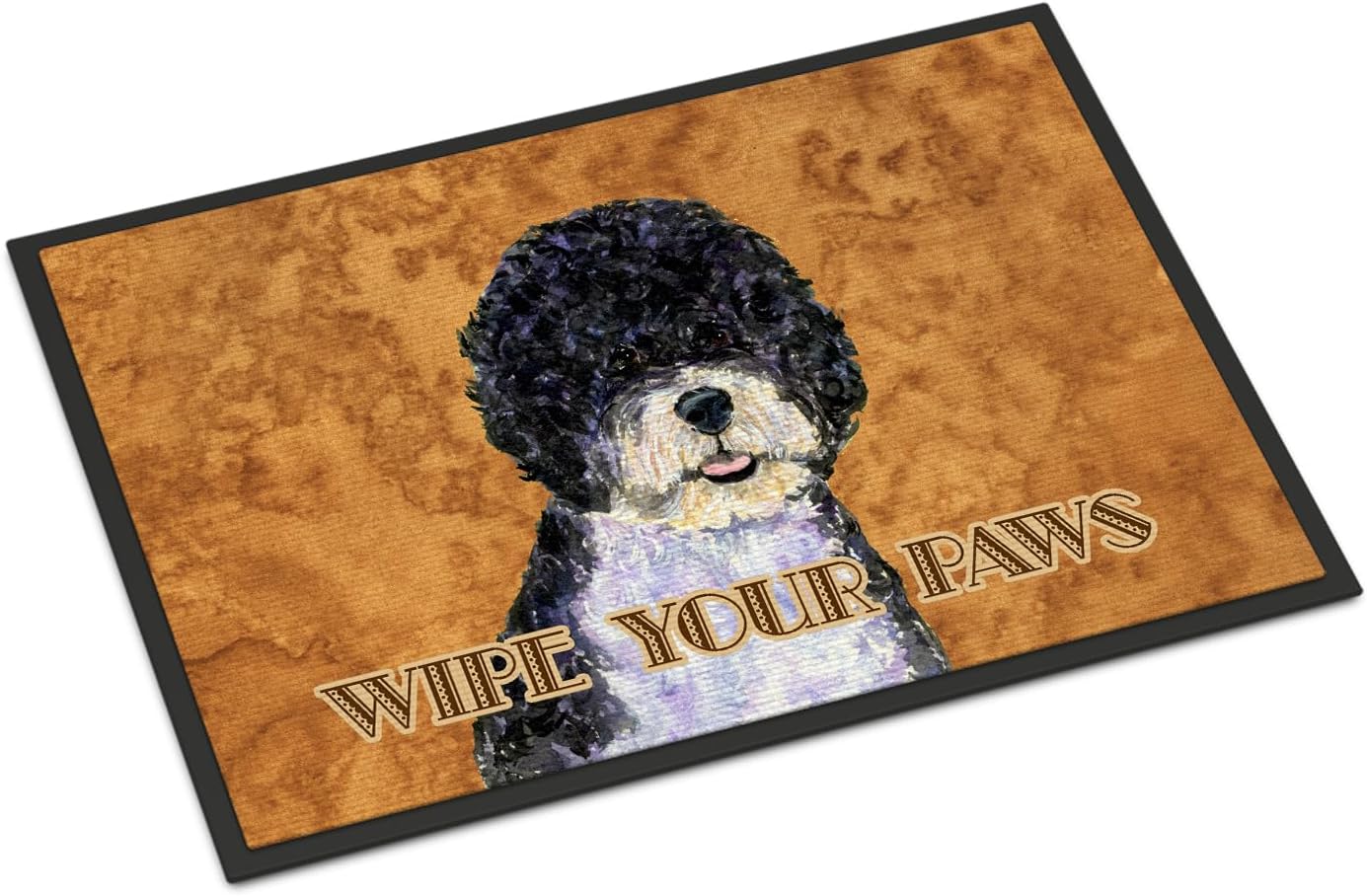 Caroline's Treasures SS4894MAT Portuguese Water Dog Wipe Your Paws Doormat 18x27 Front Door Mat Indoor Outdoor Rugs for Entryway, Non Slip Washable Low Pile, 18H X 27W