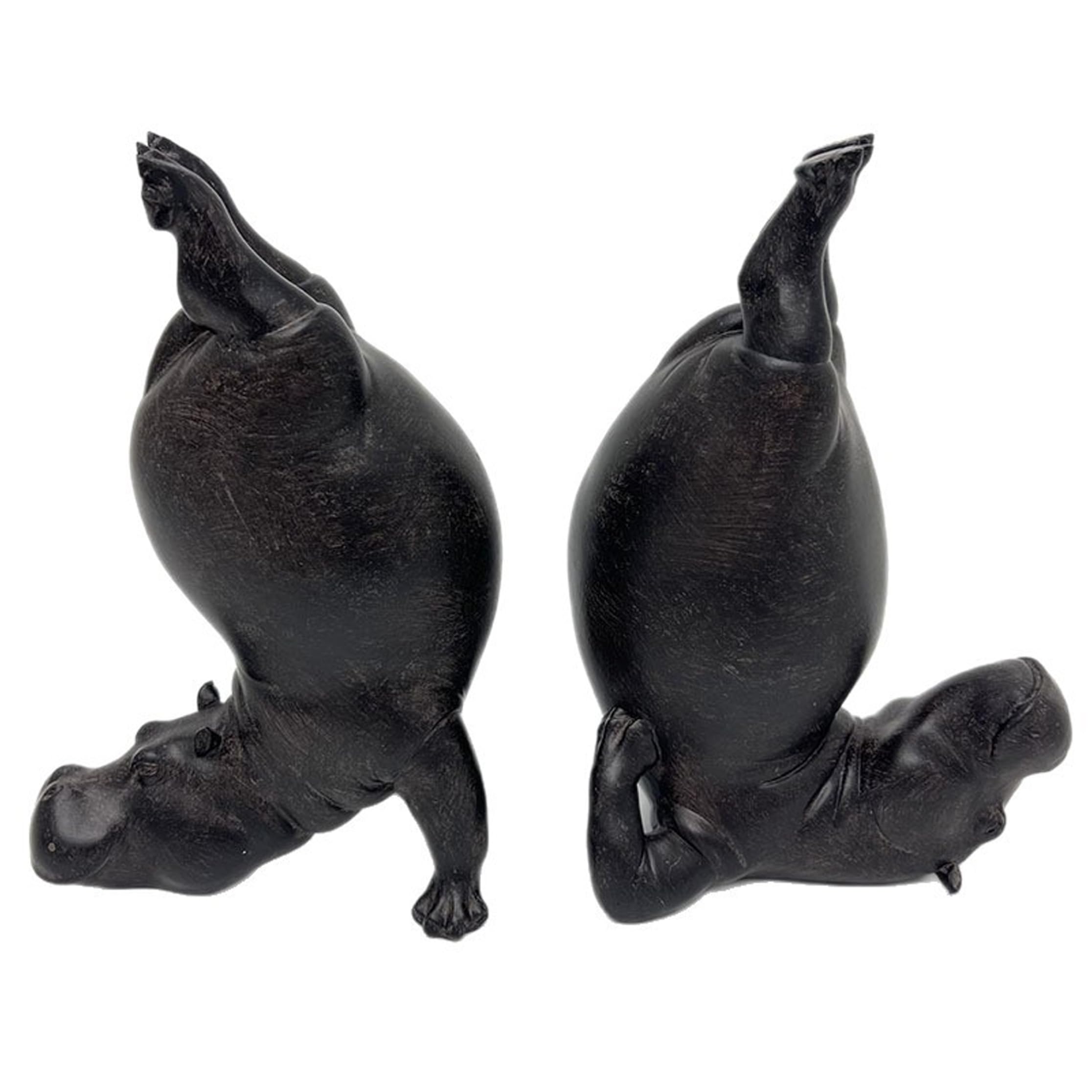 Serre-Livres Hippopotame en résine Lourde Lot de 2 décor Animalier à Double Fonction
