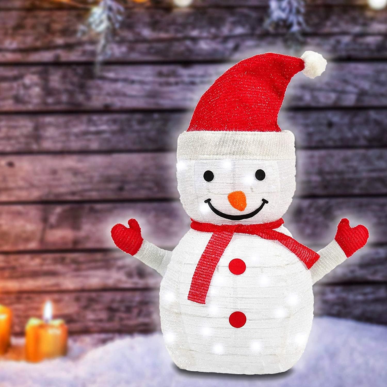 COVFEVER Standing Lighted Christmas Snowman, Battery