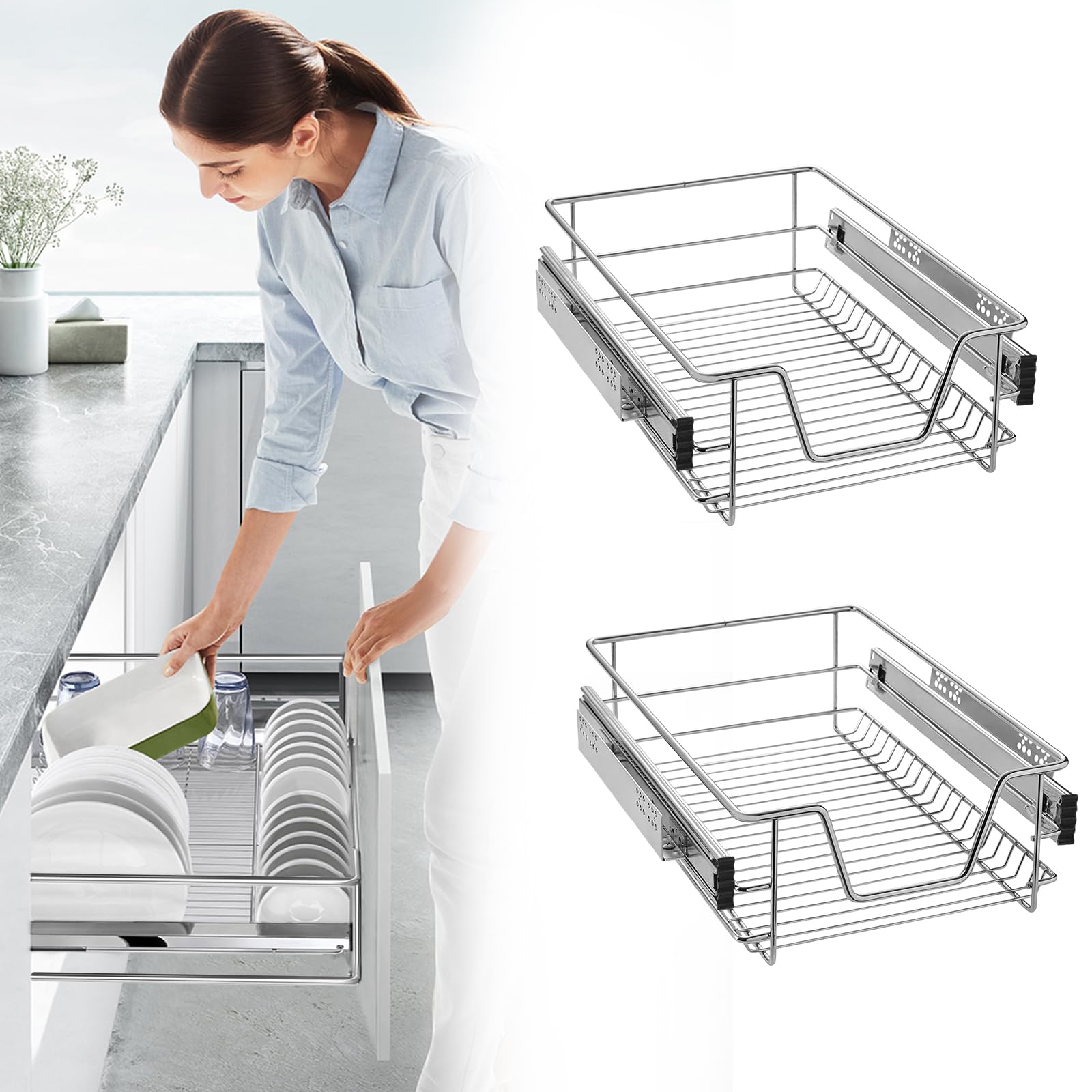 6 x Keukenrek Telescopische Schuiflade 60 cm Keukenkast Keukenlade Lade Uittrekbare Opbergmanden 6 x Keukenrek Telescopische Schuiflade 60 cm Keukenkast Keukenlade Lade Uittrekbare Opbergmanden