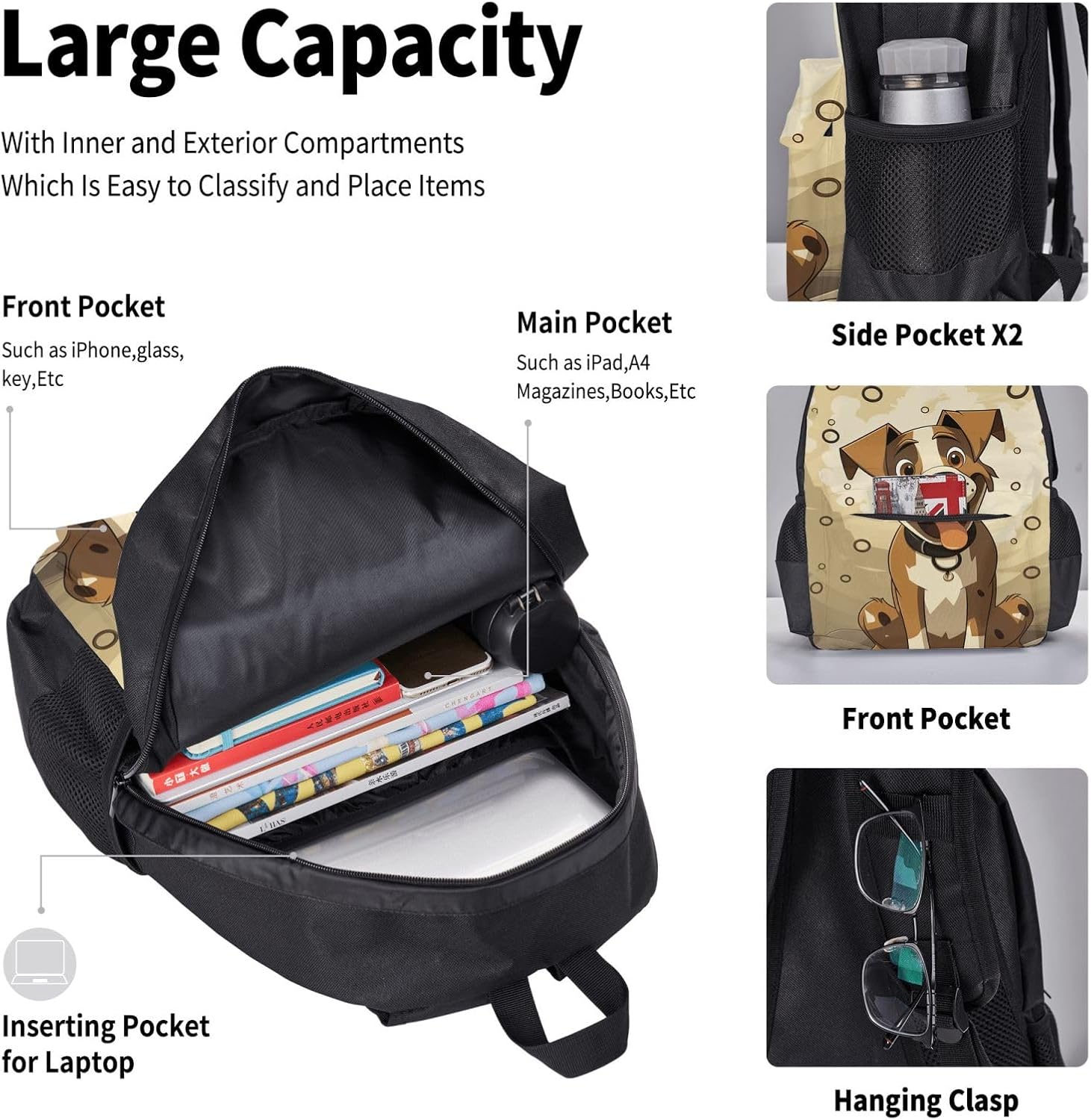 3 in1 Travel Laptop Backpack with Lunch Bag and Pencil Case Casual Daypack image 5