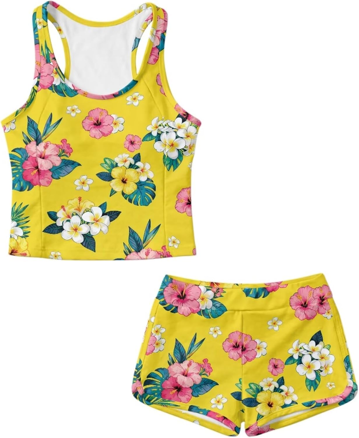 Two Piece Bathing Suits for Girls Boyshort Tankini Swimsuits Soft Beach Tankini Girls' Swimwear Size 6-15