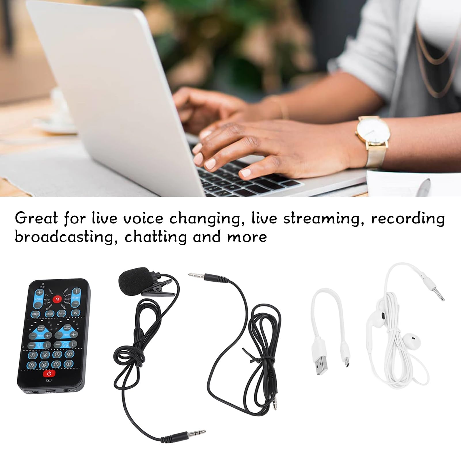 Cambia Voce per, Mini Voice Changer 8 Effetti Sonori Dispositivo Microfono Abbellimento Carta Palmare Telefono Cellulare Computer Dults Halloween Supporto Multi Lingue