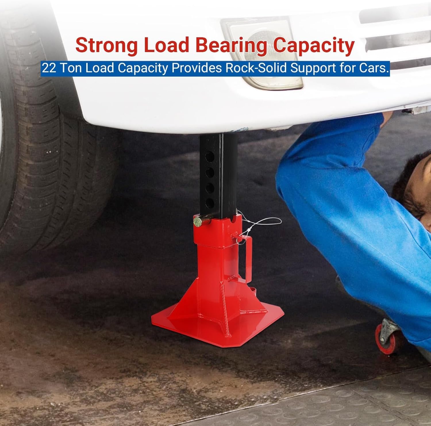Heavy-Duty Jack Stands for Trucks: 13''-19'' Adjustable Height, 22Ton Capacity Folding Steel Stand | Carbon Steel Construction, Portable Legs for Automotive & Industrial Projects