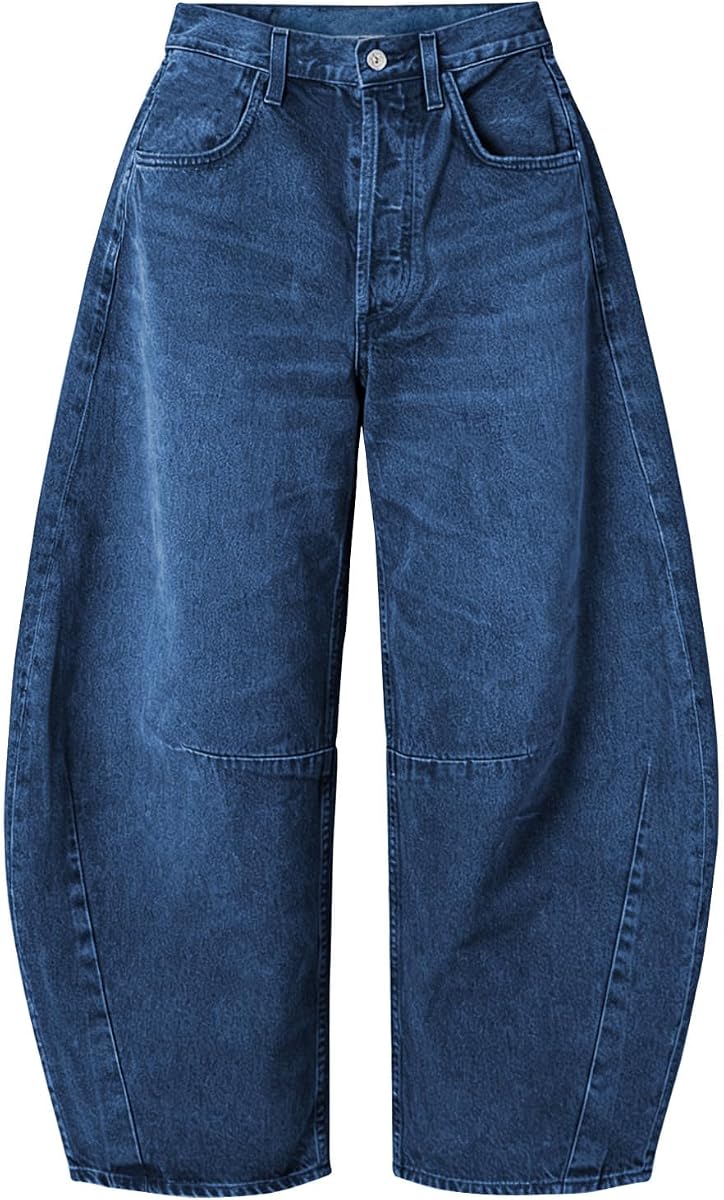 EXLURA Barrel Jeans Women Y2K Boyfriend Denim Pants Casual Baggy Jeans