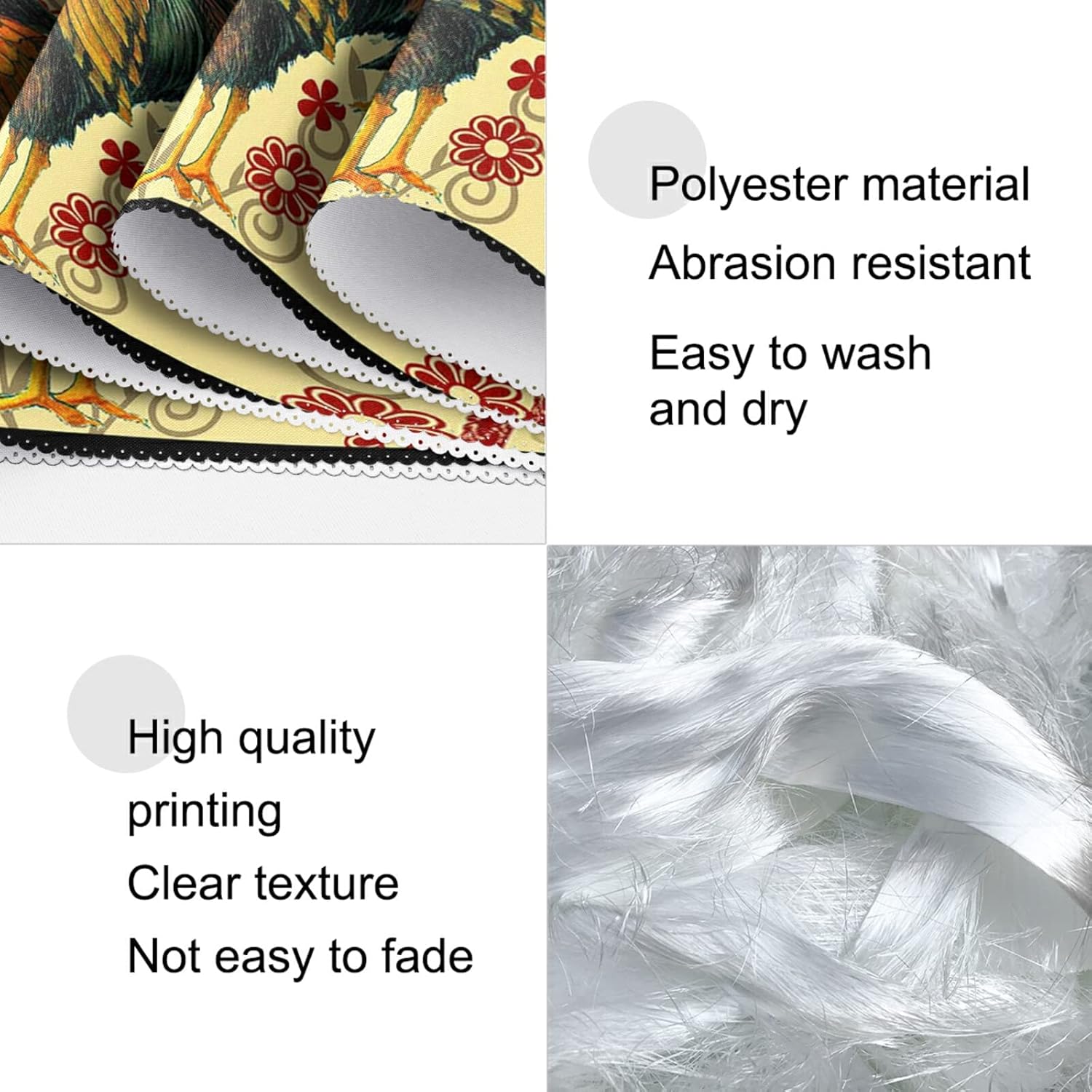 visesunny Placemat Table Mat Desktop Decoration Country Rooster Placemats Set of 6 Non Slip Stain Heat Resistant for Dining Home Kitchen Indoor 12x18 in : Home & Kitchen