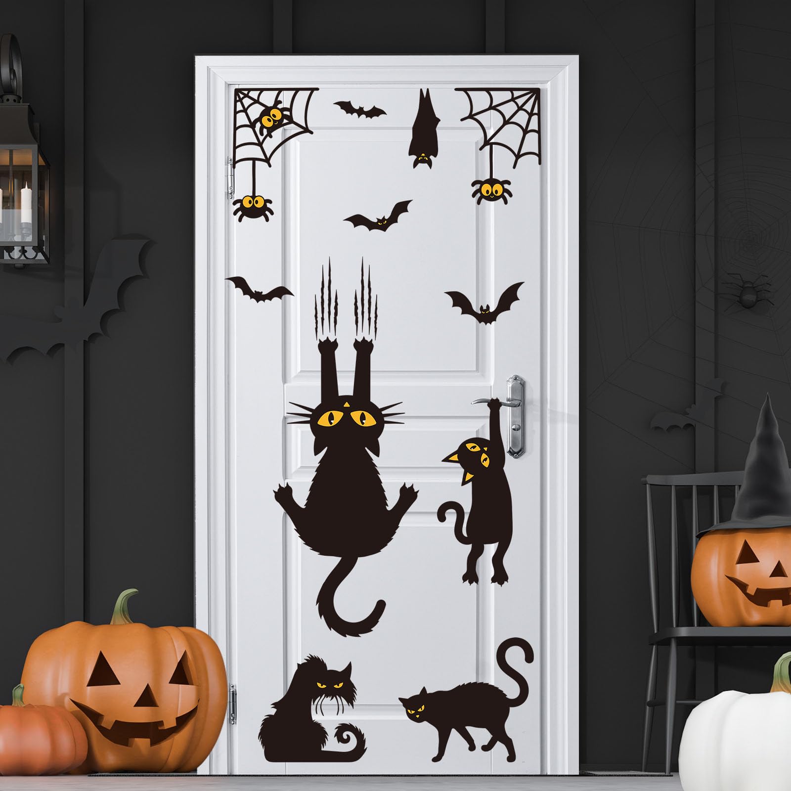 Amazon.co.jp: Containlol ハロウィン掲示板デコレーションセット 黒猫