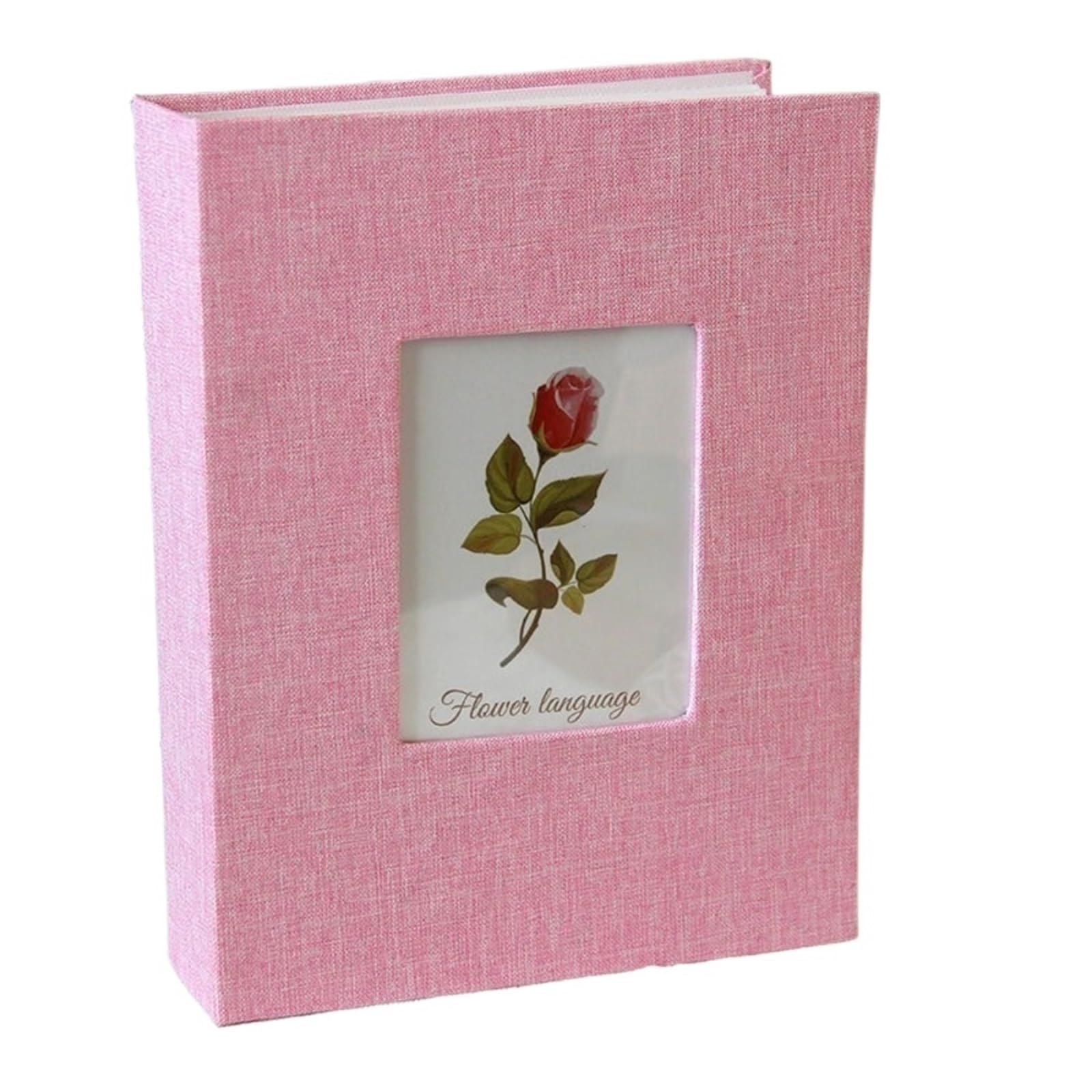 200 Pockets Photo Album Linen Cover DIY Writable Large Scrapbook 4x6 Photos Slip-in Picture Albums For Wedding(Pink)