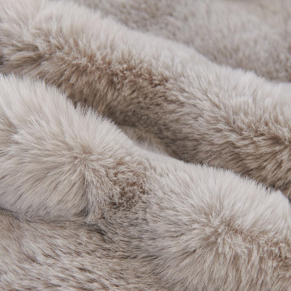 ROOMLIFE Faux Fur Fluffy Recliner Chair Slipcover Faux Rabbit Fur Sofa Cover, Soft Non-Slip Dog Chair Cover Furniture Protector Washable with Pocket, Elastic Straps for Kids (Light Gray 23.6"X 91")