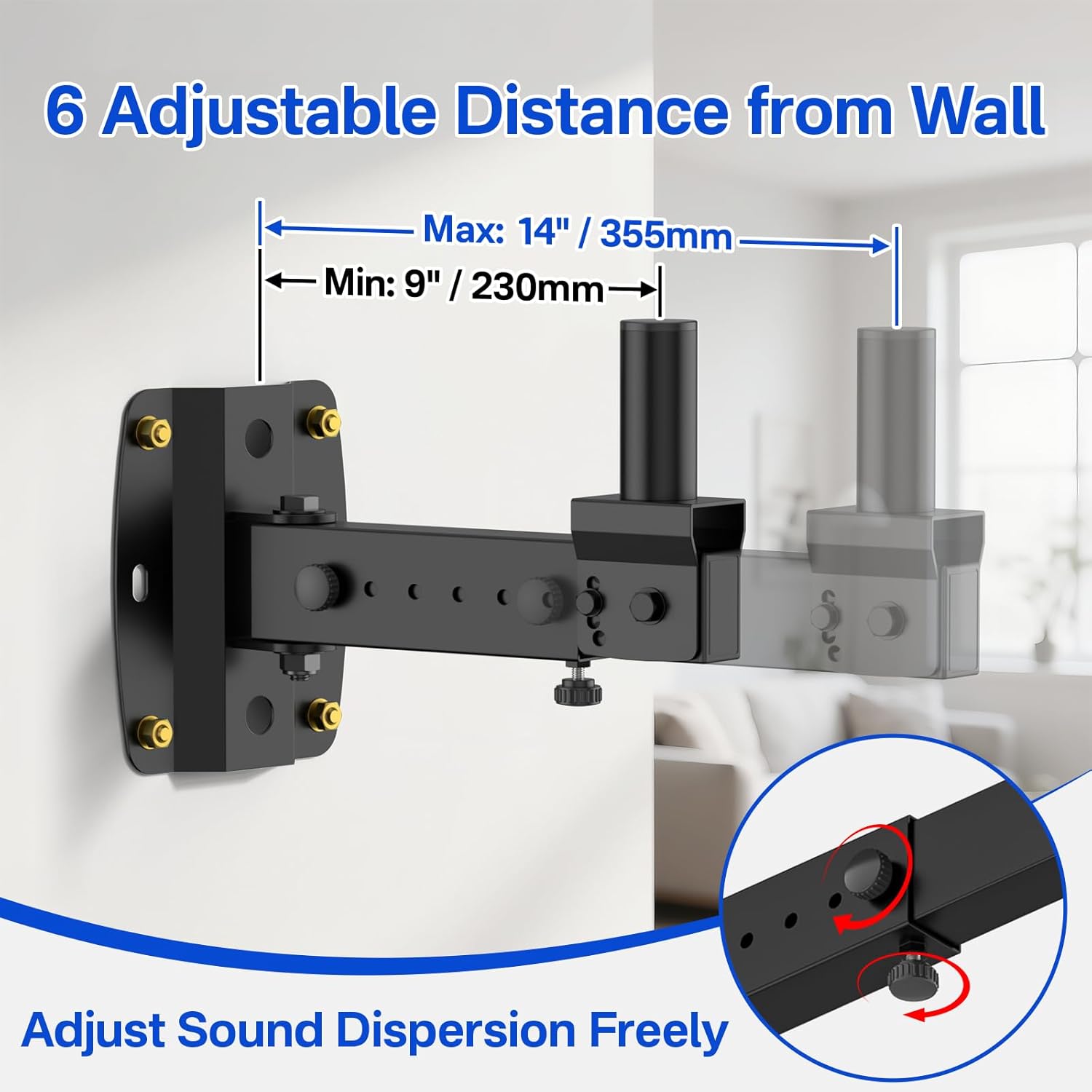 Rimous Heavy Duty Speaker Mounts for PA Speaker Wall Mount with 16 Inch Extended M20 Pole Mount for PA/DJ Subwoofers