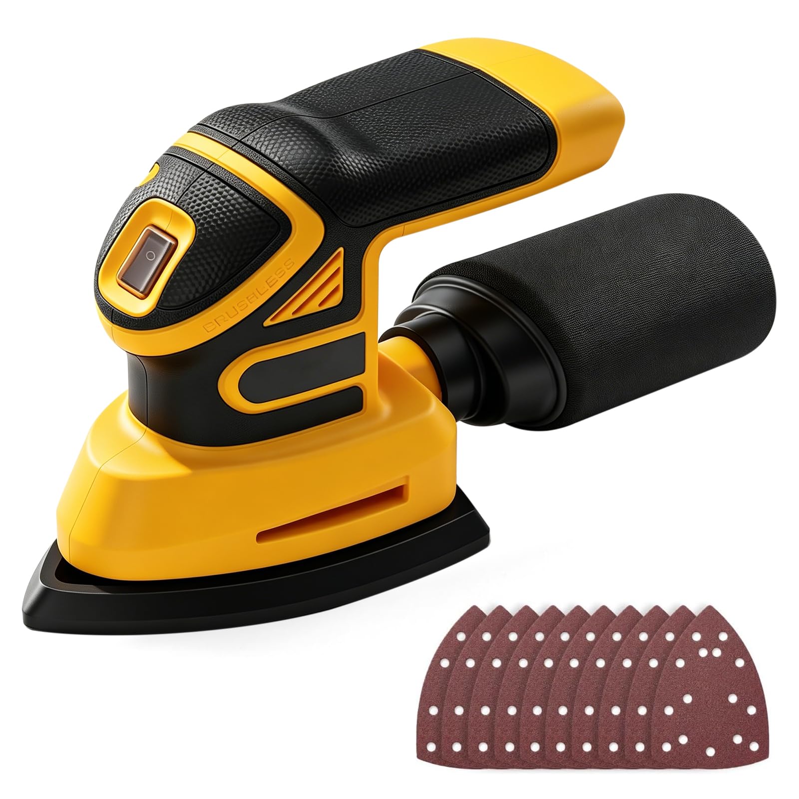 Lijadora Delta Inalámbrica Compatible con Dewalt 20V, Lijadora Multifunción con Bolsa de Recolección de Polvo 12 Hojas Abrasivas Para Lijar, Pulido y Trabajo Madera (sin Batería)