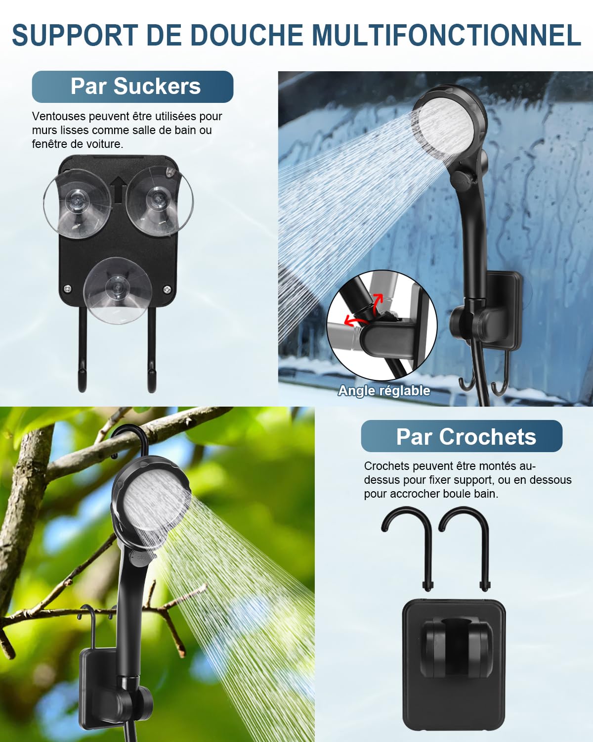 AUTOPkio Douche Camping Portable, Douche Extérieure Améliorée avec Batterie Rechargeable 6000mAh Pompe, Affichage Numérique Intelligent pour Plage, Randonnée, Lavage de Voiture