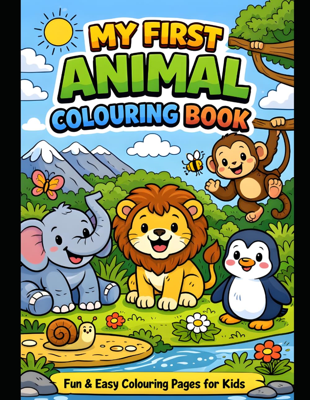 Colourful Animals : Fun Colouring Book for Kids Aged 3 to 6: Fun Easy Colouring Pages for Toddlers and Preschoolers Ages 3-6
