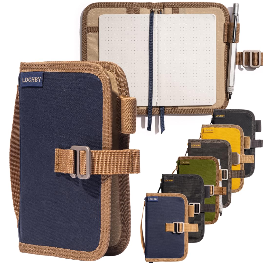 LOCHBY® Mini Field Journal | Water Resistant Waxed Canvas | Pen Loop | Included Tomoe River Notebook | Perfect for Travel, Art, Bullet Journal