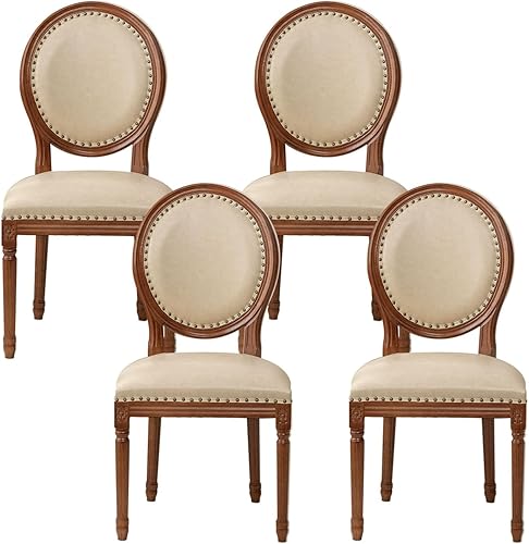 JKGHK - Sillas de comedor, sillas de cocina de madera, silla lateral tapizada de cuero para habitación con respaldo redondo, juego de sillas de sala