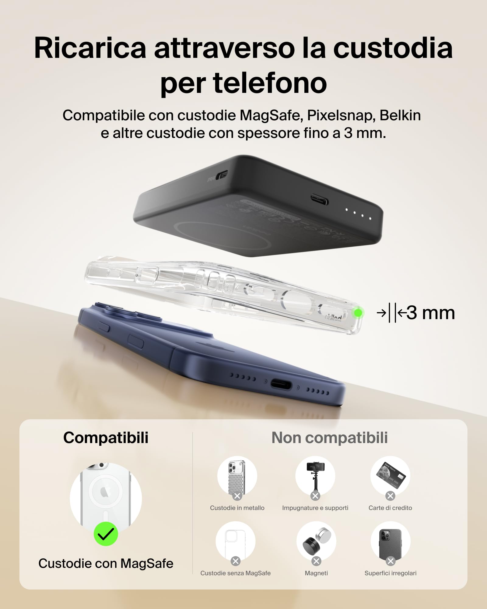 Belkin BoostCharge Power Bank Magnetico 10000mAh, Porte USB-C - Nero | Caricatore Portatile 10000mAh Wireless, Anello Magnetico, 2 USB-C, Pre-Caricato, Leggero, Cavo Incluso, Sicuro per l'Aereo