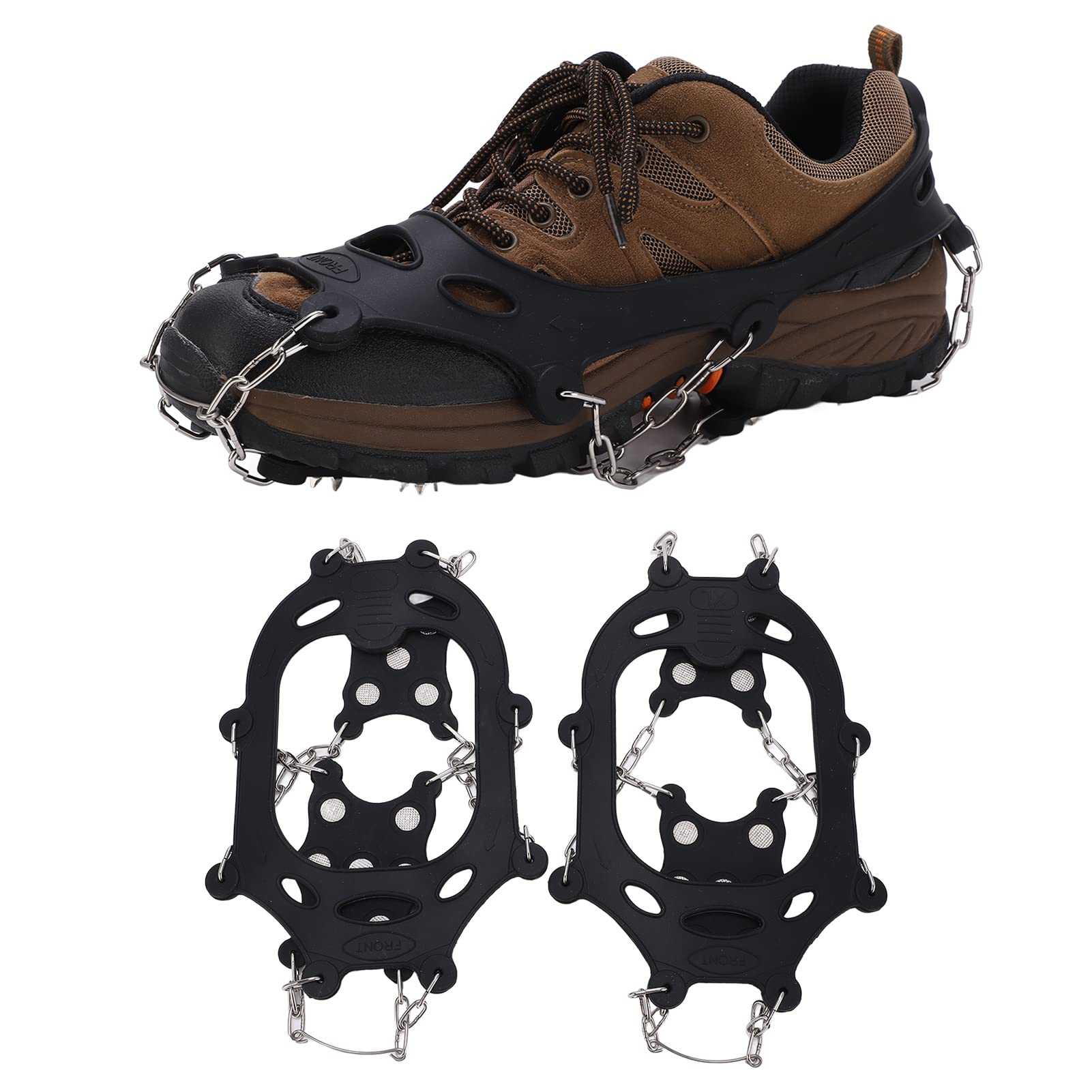 2pcs Crampons, 12 Tooth Crampons Shoe Cover Rust Resistance Outdoor Climbing Crampons, Antislip Shoe Spikes Ice Shoe Claws Ice Spikes Hiking (XL 61.8x35cm / 24.3x13.8in)