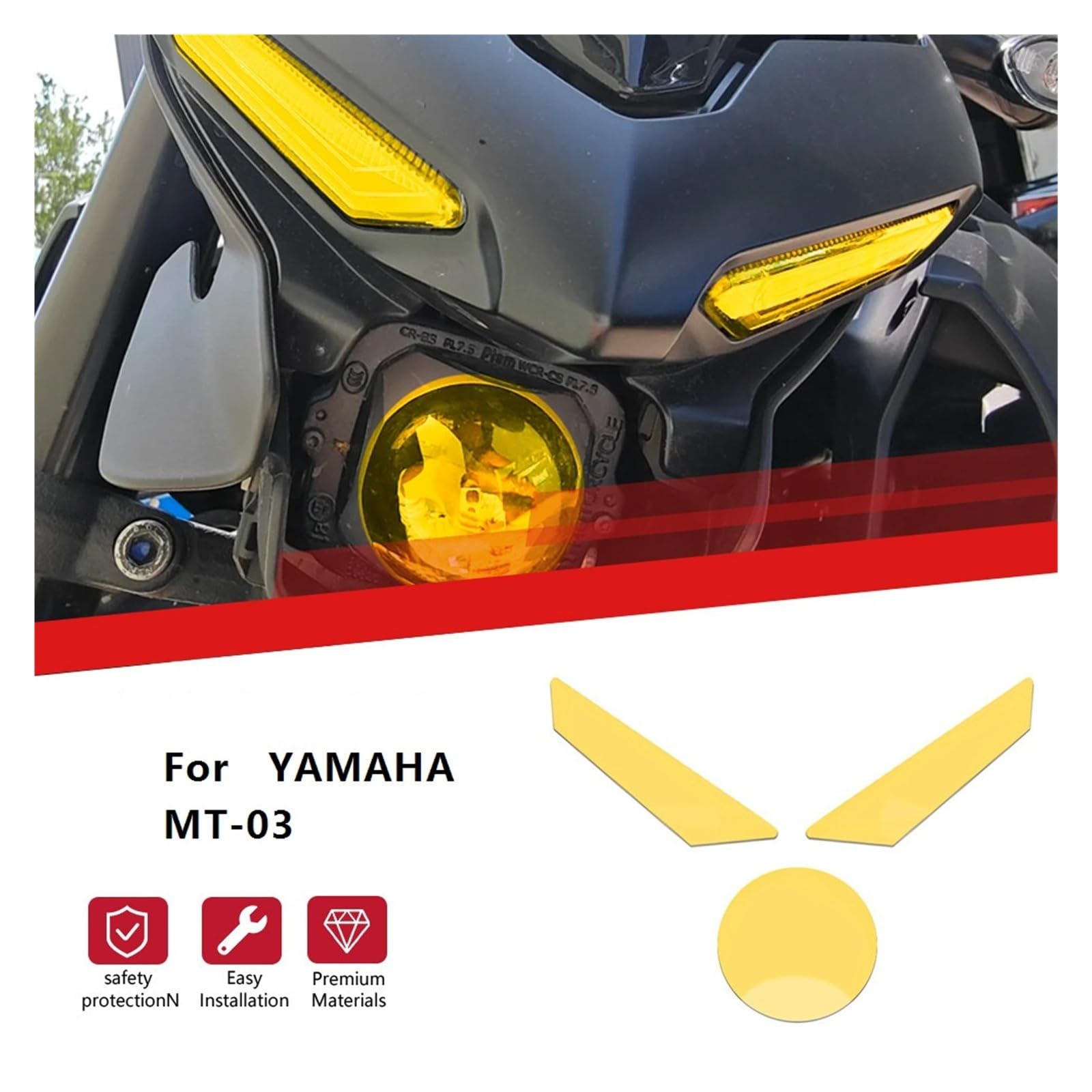 osłona reflektora motocykl Dla YAMAHA MT-03 MT 03 MT03 Motocykl Zmodyfikowana Osłona Reflektora, Folia Ochronna Zmieniająca Kolor, Soczewka Reflektora metalowy retro grill(Gray)