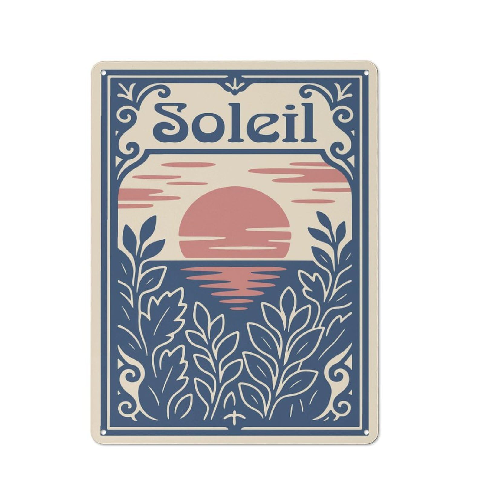 Junmoney Style-23 Vintage Tin Wall Sign 40X30cm Featuring Soleil Art Nouveau Landscape Poster, Room Wall Plaque For Flat, Dorm Room, Lounge Or Cafe
