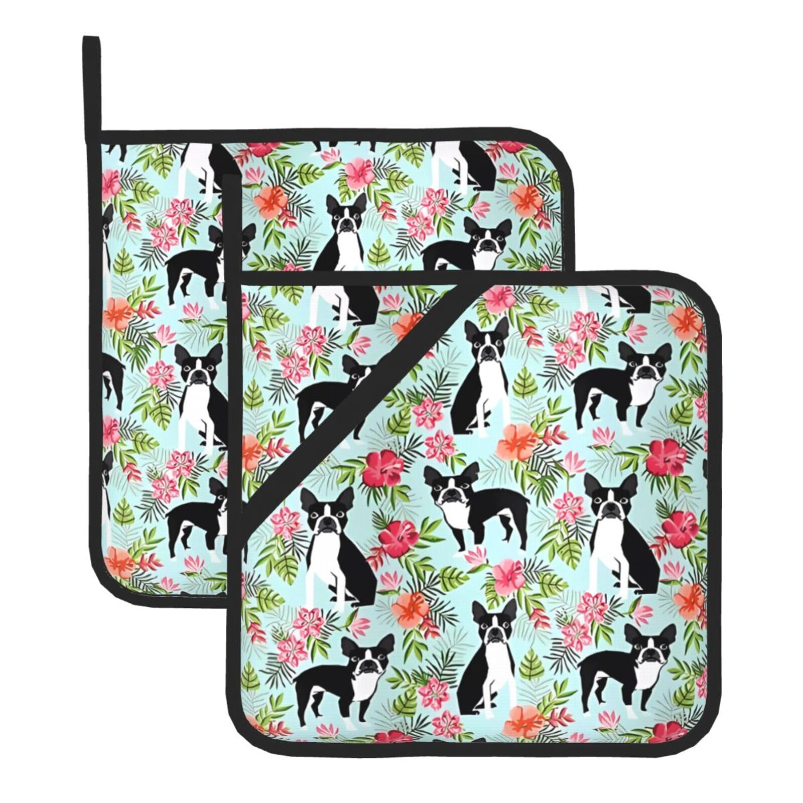 HJFCZH dog Prints Square Hot Pads for Kitchen Counter - Waterproof Pot Holders, Durable Heat Resistant Throw Layers for Serving, Oven & BBQ - 2 Pack