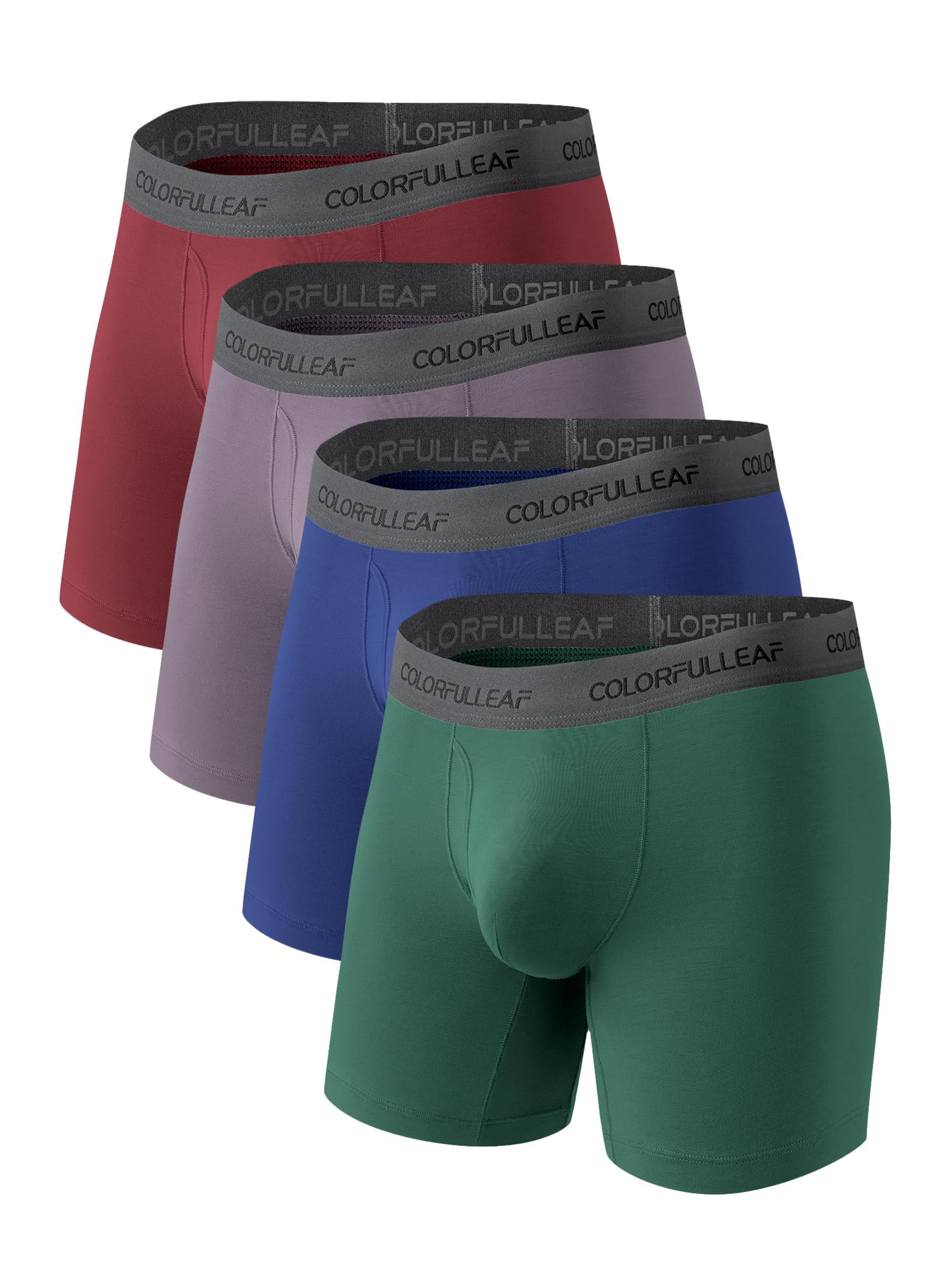 COLORFULLEAF Men's Underwear Breathable Bamboo Rayon Boxer Briefs Lightweight Open Fly Underwear Multipack
