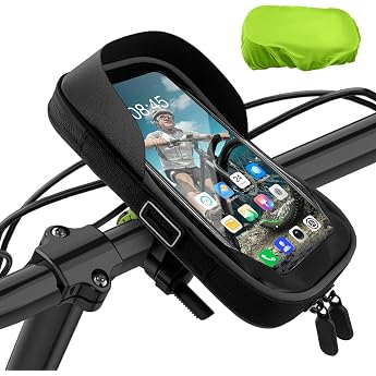 CNMTCCO Mobile Phone Holder Bicycle Waterproof Mobile Phone Holder Motorcycle with Rain Cover 360  Rotatable Bicycle Mount Handlebar Bag for 7 Inch Smartphone