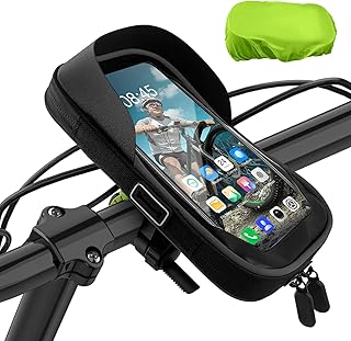 CNMTCCO Support Téléphone Etanche,Sacoche Vélo Guidon Cadre, Porte Téléphone Vélo VTT Trottinette Moto avec Housse de Pluie Rotation 360 Écran Tactile pour Smartphone 7 Pouces