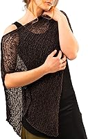 Women's Sheer Y2K Poncho Top: See-Through Knit Shrug Shawl Bolero, Mesh Batwing Sleeve Beach Cover-Up Sweater
