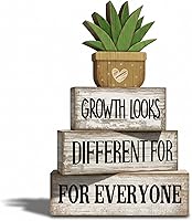 Vista 75 de 4 letreros de madera para decoración de mesa de granja, hojas de eucalipto rústicas, letrero de bloque de campo, Always Stay Humble and Kind, centro