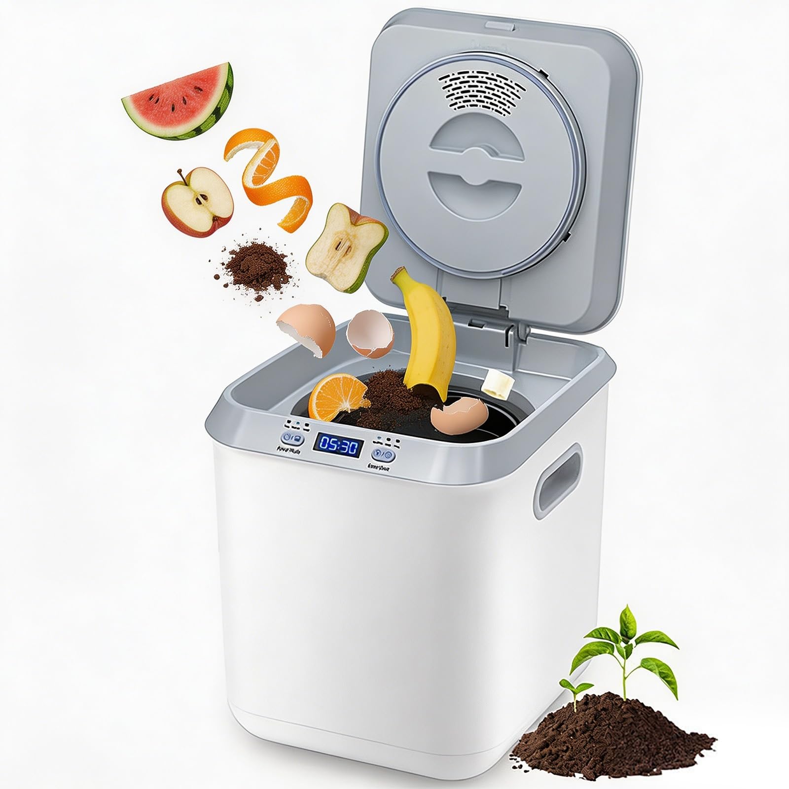 Compostador eléctrico de 3,3 L para cocinas Interiores, reciclador Inteligente de residuos de Alimentos, Convierte la Basura en Compost en 4-8h, triturador de encimera Inodoro, autolimpiante.