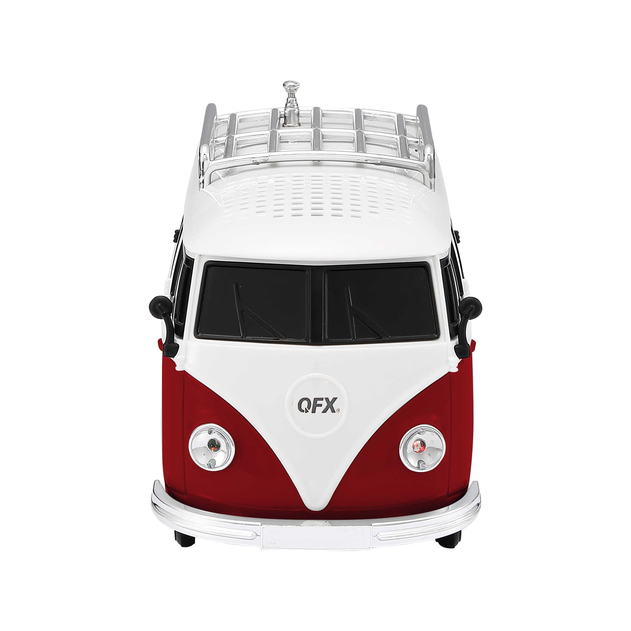 QFX Bluetooth 1961 Retro Mini Bus Speaker, 2-Inch Speaker, Hands-Free Link, Built-in Microphone, FM Radio, and LED Party Lights, Blue - BT-1961-RED | 2" Speaker, Hands-Free Link, Built-In Microphone, FM Radio, LED Party Lights
