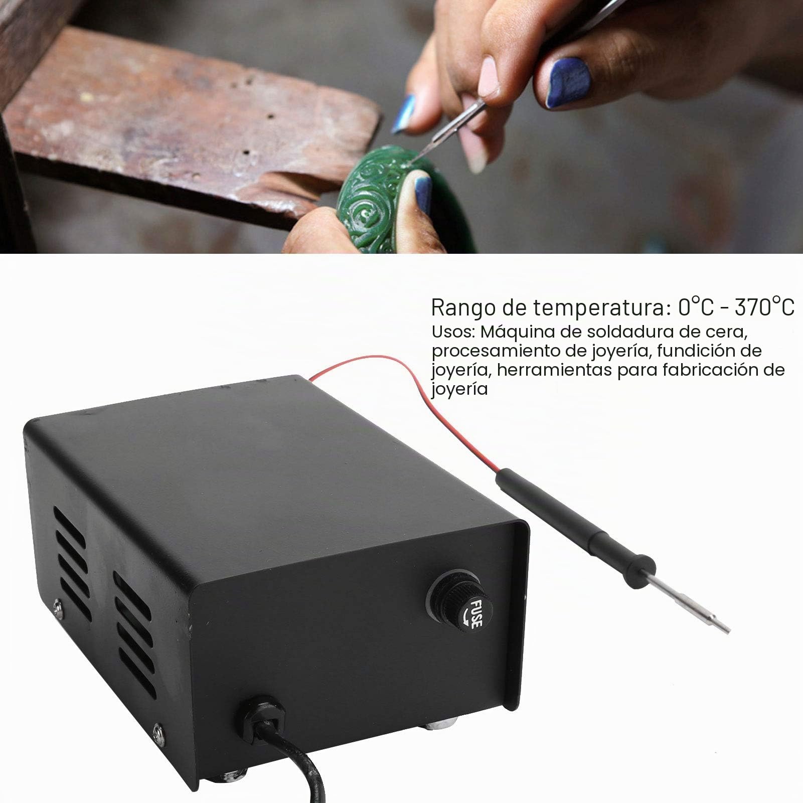 Máquina de Soldar, Soldadora de Cera de Joyería Compacta Y Portátil, 0 ℃ - 370 ℃ Máquina de Cera de Soldadura para Procesamiento/Fundición/Herramienta de Fabricación de(Enchufe de la UE)