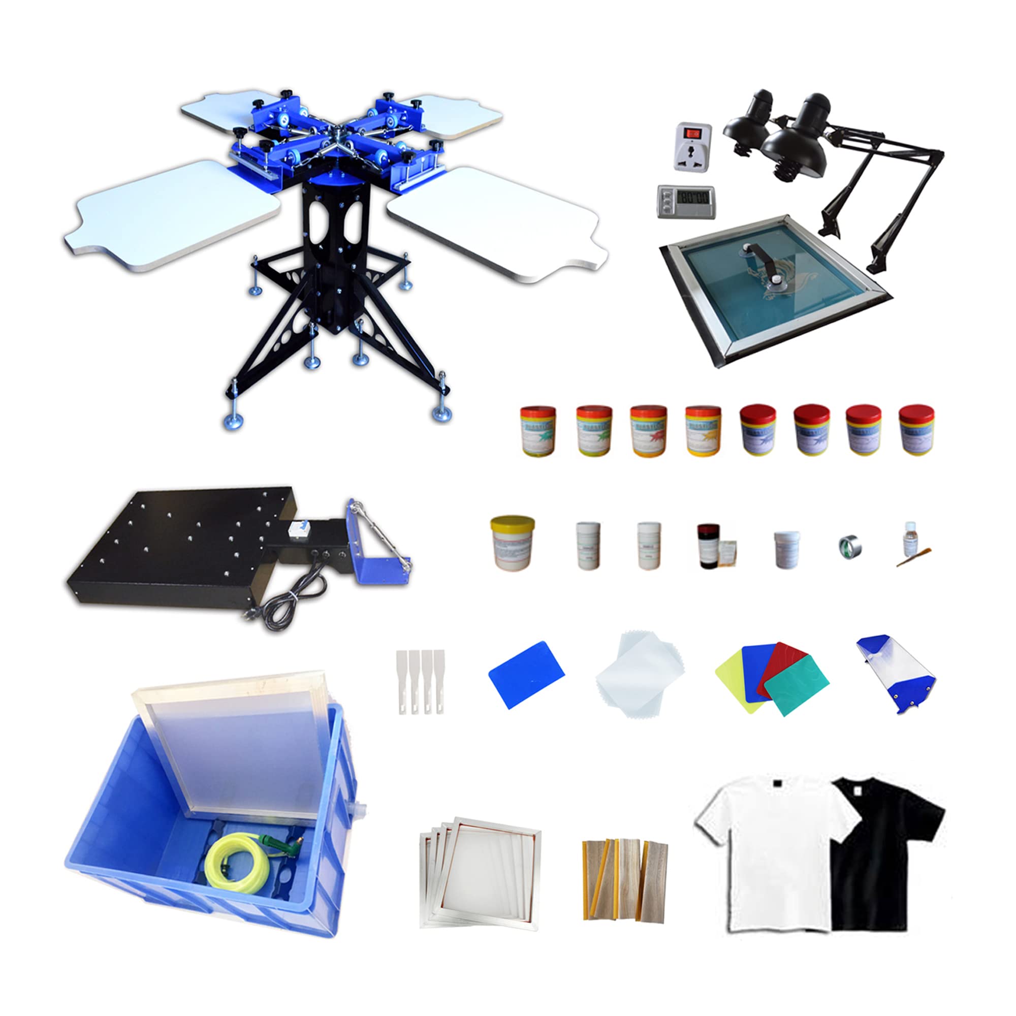 Buy TIANIUSEEN 3 Color 4 Station Screen Printing Kit Silk Printing