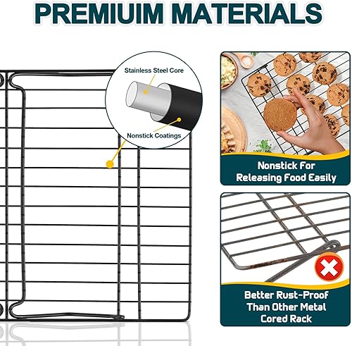 Miniatura 5 de P&P CHEF - Estantes de enfriamiento antiadherentes de 5 niveles, juego de estantes apilables para hornear para cocinar asar, apto para horno y fácil