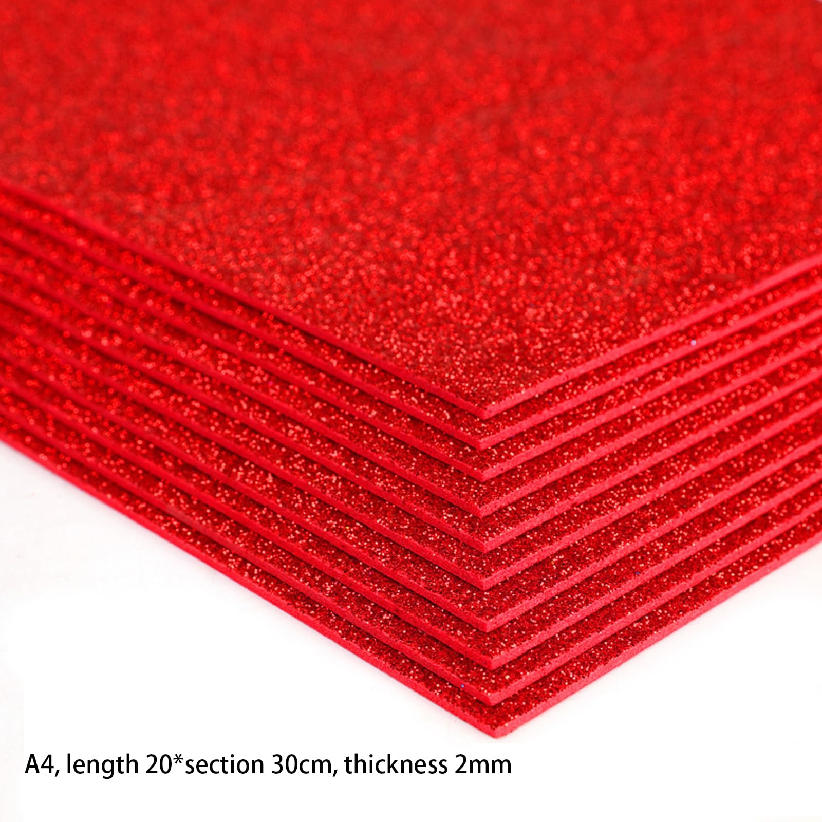 10PCS Foam Sheets Crafts,Glitter Crafts Cardstock Paper,Glitter EVA Foam Sheets Red,A4 Glitter Paper for Crafts - Image 2