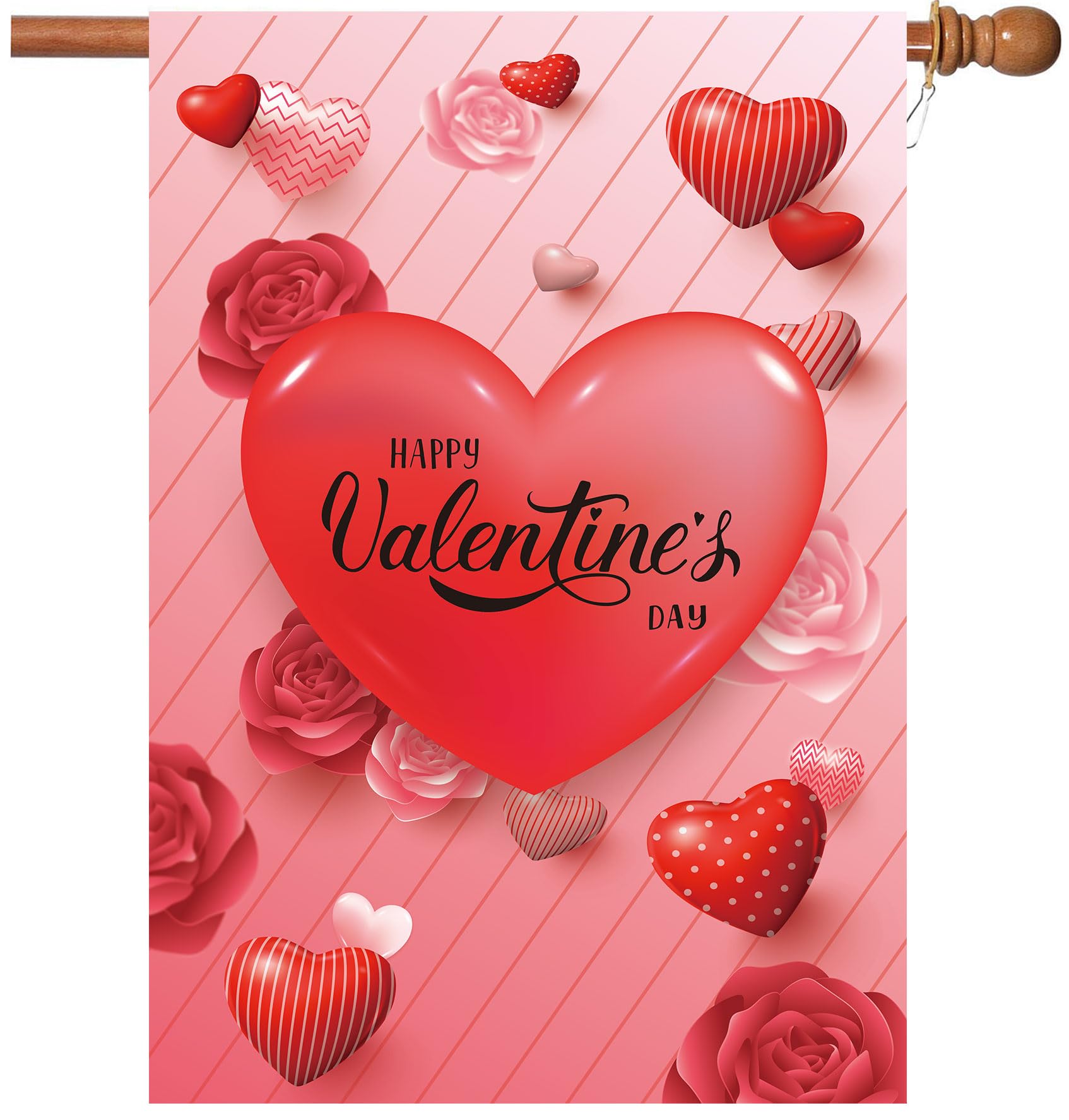 Valentine's Day Flag,28x40 Inch Valentine's Heart Garden Flag Valentine