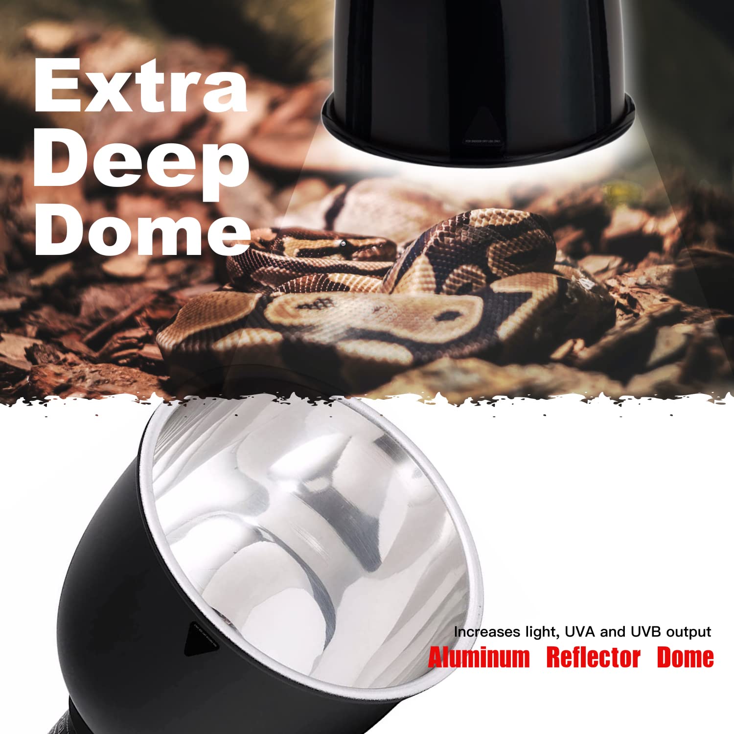 Reptile Light Fixture, 2-Pack 5.5'' Deep Dome for Reptile Light/Heat Lamp/UVB Light, Dual Heat Lamp Holder Fixtures - image 5