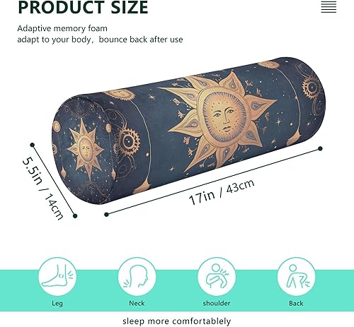 Miniatura 2 de Astrology Totem Blue Cervical Bolster Pillow Case Cervical Neck Roll Pillow Cover Under Knee Round Pillow for Neckroll Pillow Form Cylinder Bed