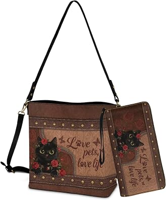Bucket Crossbody Bag Set for Women Lady, Leather Purse and Wallet Set Large Bucket Bag with Wallet