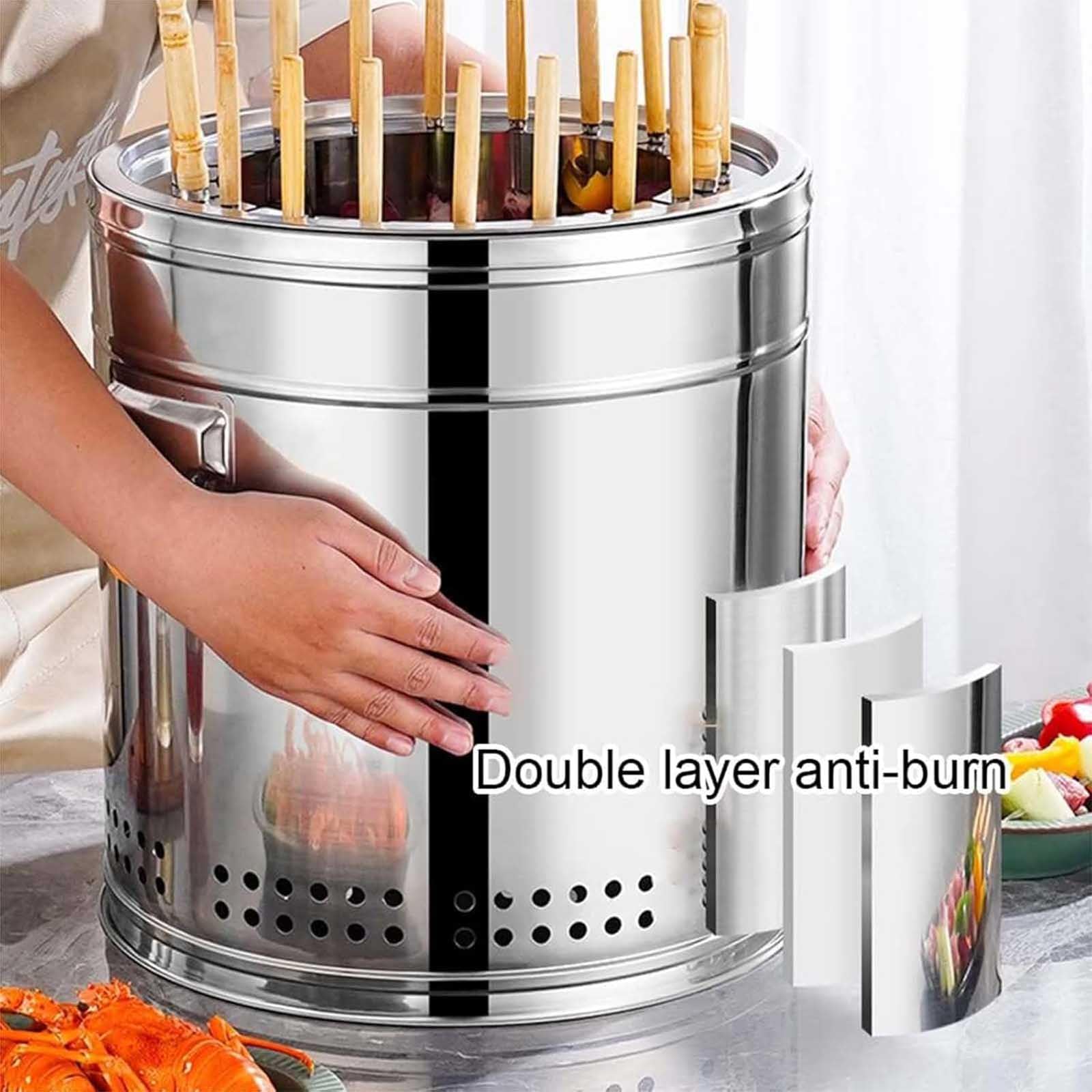 Barbecue a carbonella con 30 spiedini, design da appendere, grande capacità, in acciaio inox, per barbecue e brasatura
