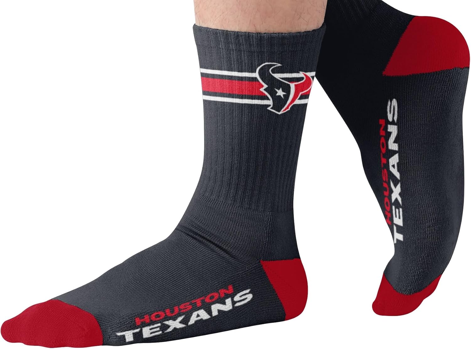 FOCO NFL Men's Official Primary Logo Wordmark Premium Crew Socks With Drawstring Ornament Bag