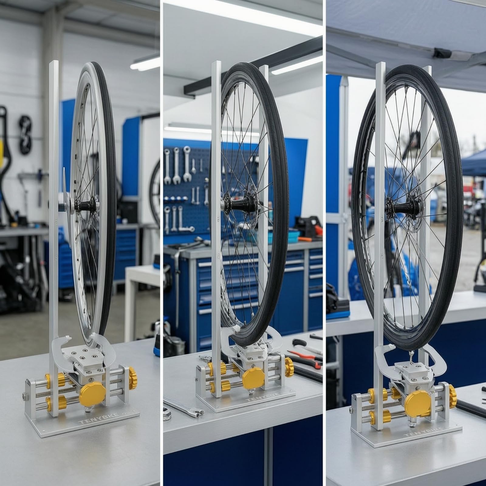 Fahrrad Zentrierständer Fahrradfelgenrichter Laufrad Zentrierhilfe Werkstattständer aus Aluminiumlegierung mit Verstellbarer Klemmung Und Präzisen