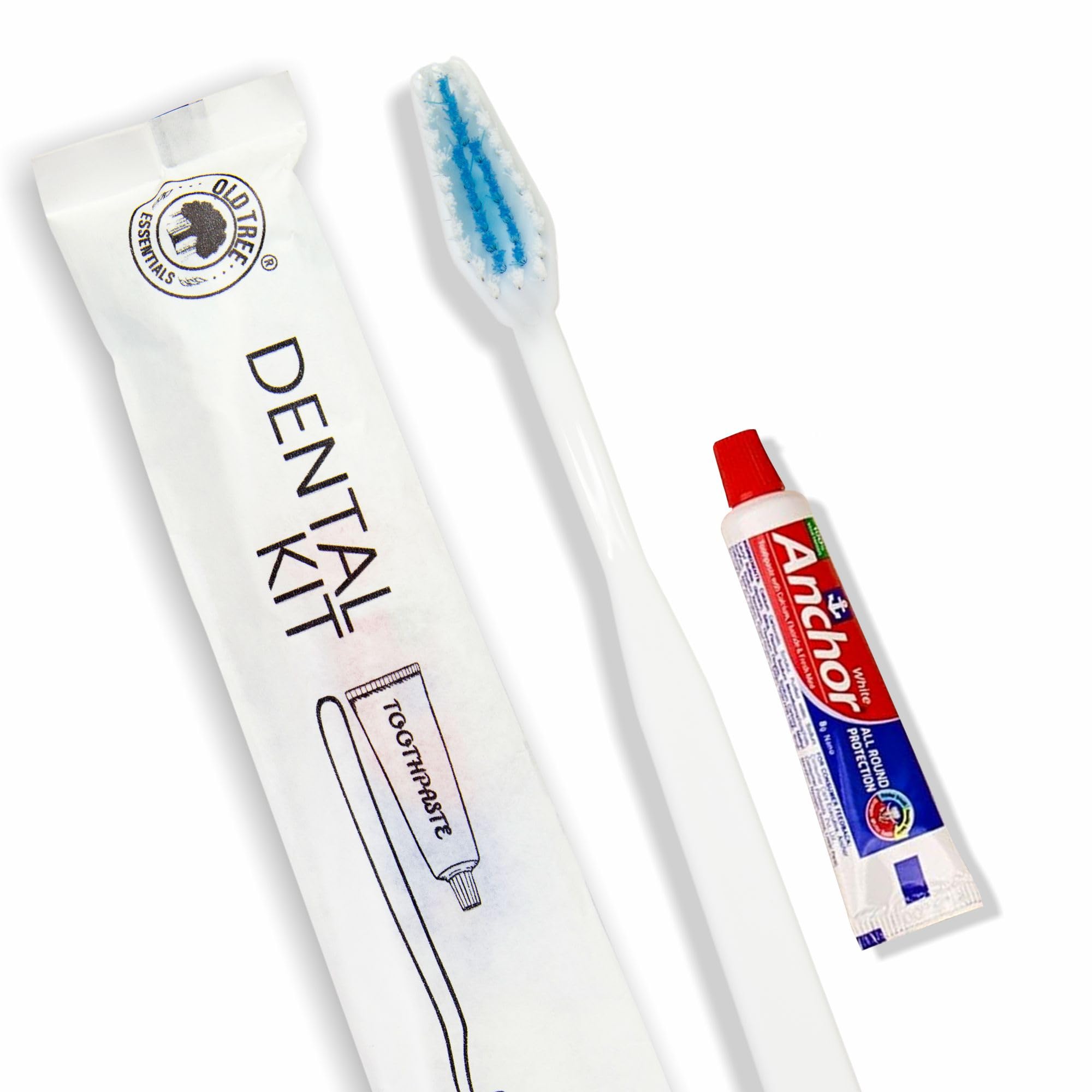 Old Tree Dental Kit for Hotel (Pack of 100) - 1 Toothpaste and 1 Toothbrush Set - Hotel Amenities and Accessories