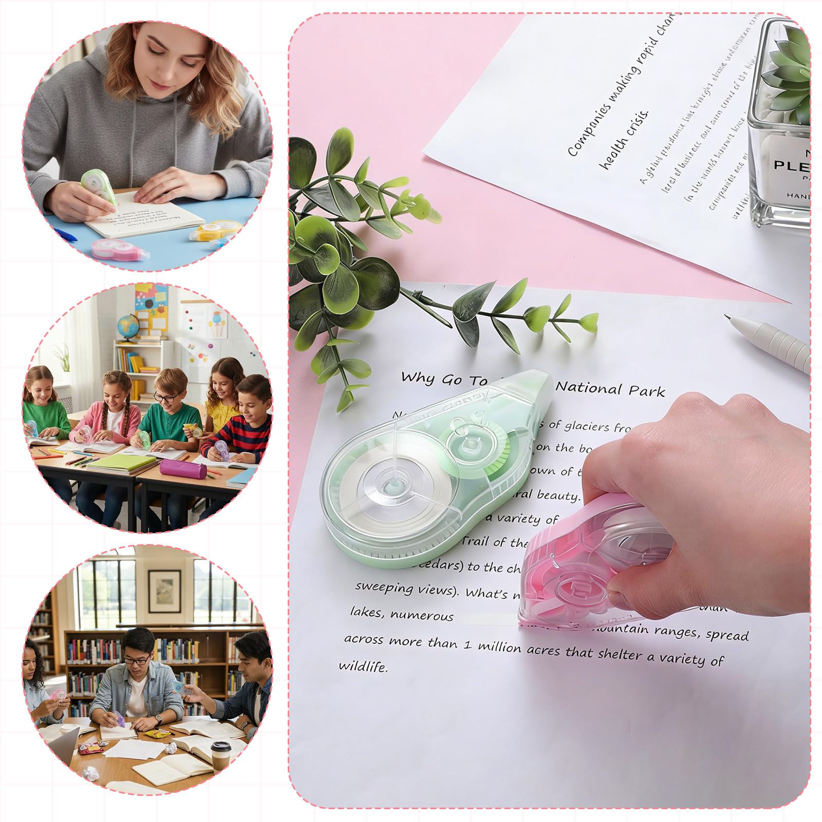 Korrekturband, weiß, falsch, reißfest, einfach zu bedienen, für Büro, Notizen, Tagebuch, Scrapbooking, Zuhause, Weiß, 60 Stück
