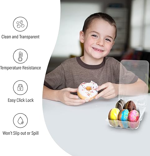 Miniatura 5 de MT Products Recipientes de plástico transparente para 6 donas o 12 galletas con cierre de Barlock y tapa con bisagras para una frescura óptima (20