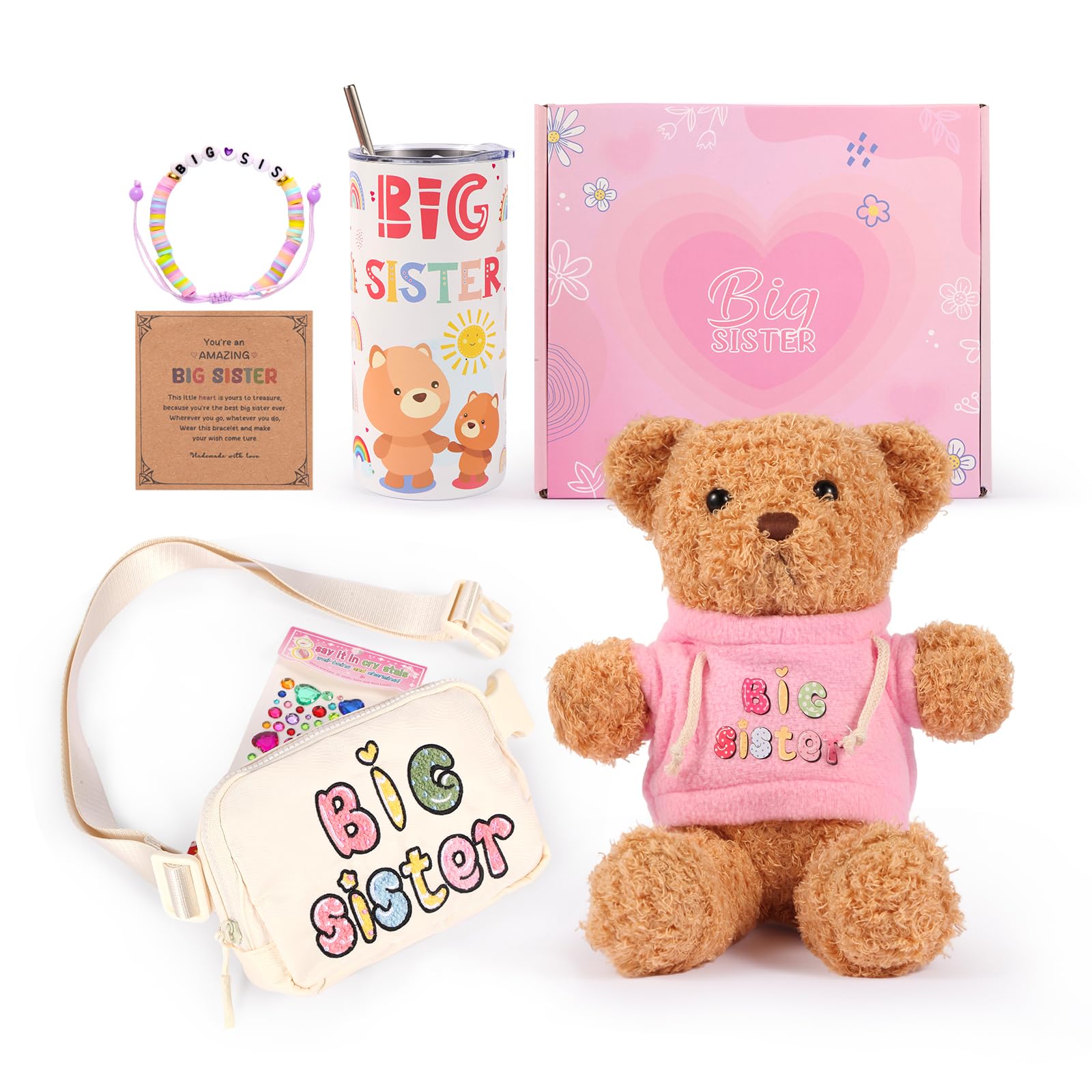 HIDDEN NUTS Big Sister Gifts for Girls, Big Sis Gift Set of 6, New Sibling Gift From New Baby, Big Sister Announcement Gifts for Girls,Big Sister”